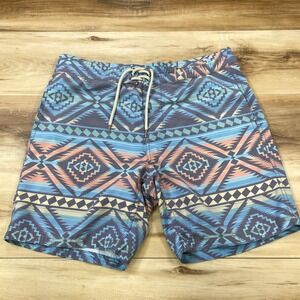 Faherty Board Shorts Mens 32 Southwestern Geometric Recycled Stretch Blue Peach